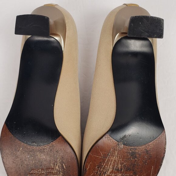 Stuart Weitzman 8B Tan Gold Womens Heels Shoes Pumps Spain - Picture 12 of 16